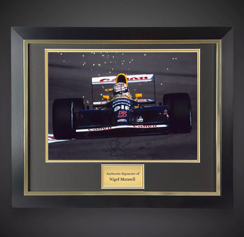 Racing Driver Nigel Mansell Hand Signed  Deluxe Framed Photograph