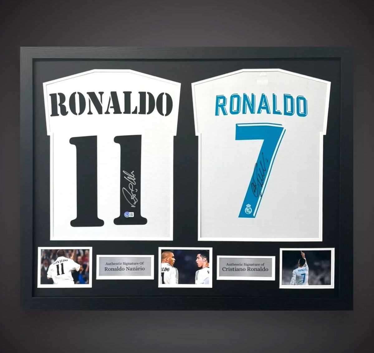 Dual Framed Ronaldo R9 And Cristiano Ronaldo  Signed RM Shirts