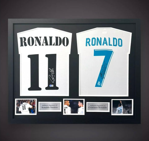 Dual Framed Ronaldo R9 And Cristiano Ronaldo  Signed RM Shirts