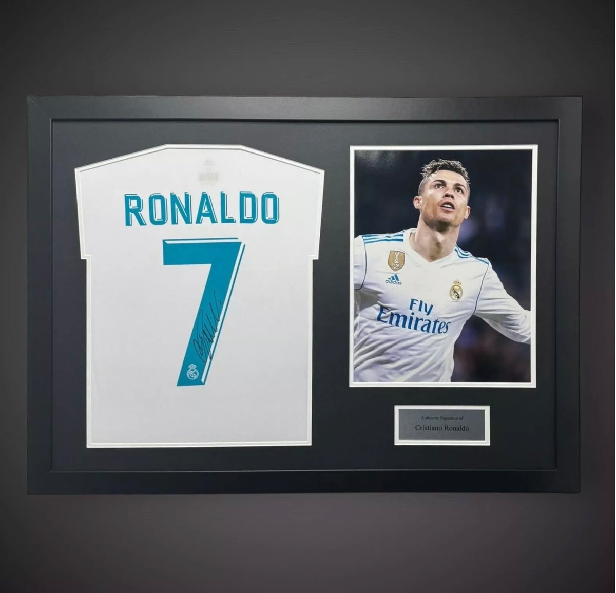 Panoramic Framed Cristiano Ronaldo Signed Real Madrid Football Shirt