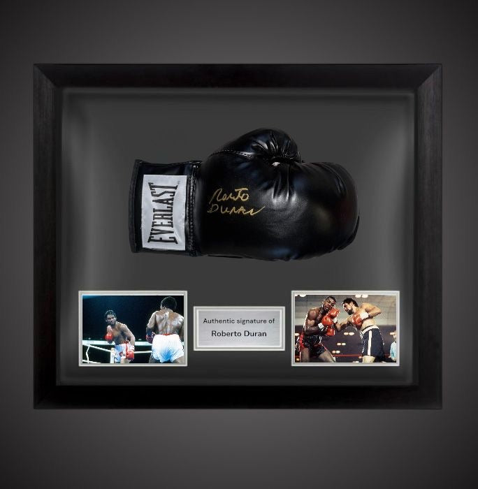 Dome Framed Hands Of Stone - Roberto Duran Signed Everlast Boxing Glove