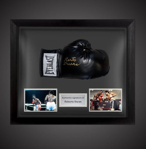 Dome Framed Hands Of Stone - Roberto Duran Signed Everlast Boxing Glove