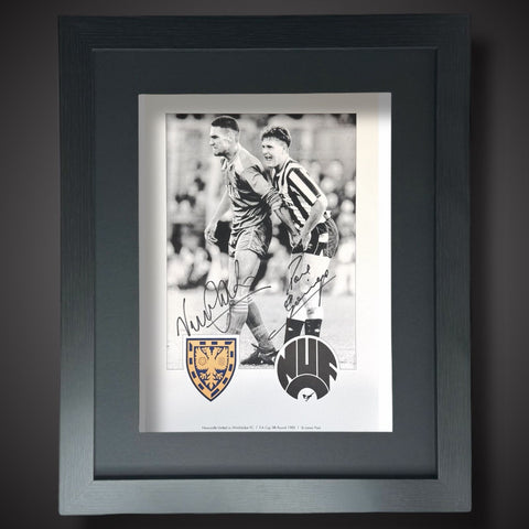 Paul Gascoinge & Vinnie Jones Signed Wembley Vs Newcastle Framed Photo