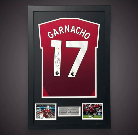 Alejandro Garnacho Hand Signed Manchester United Framed Shirt