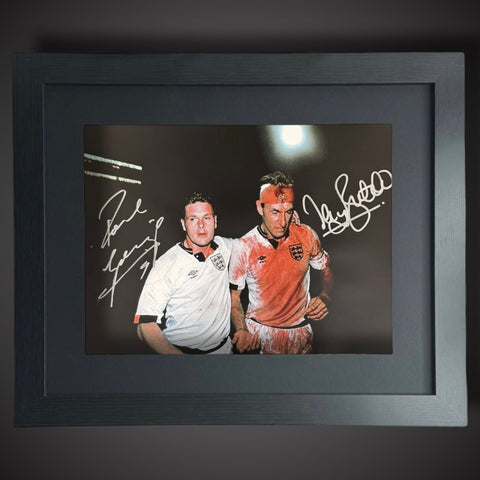 Framed Paul Gascoigne & Terry Butcher Dual Signed Football Photo