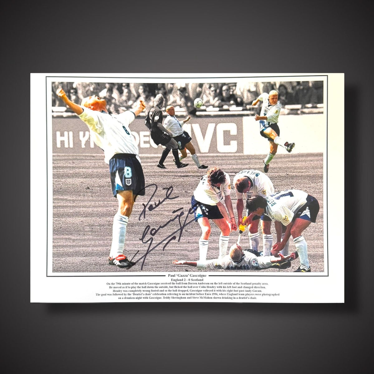 Paul Gascoigne Hand Signed England Football Photograph