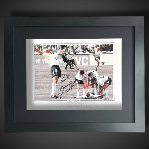 Framed Paul Gascoigne Hand Signed England Football Photograph
