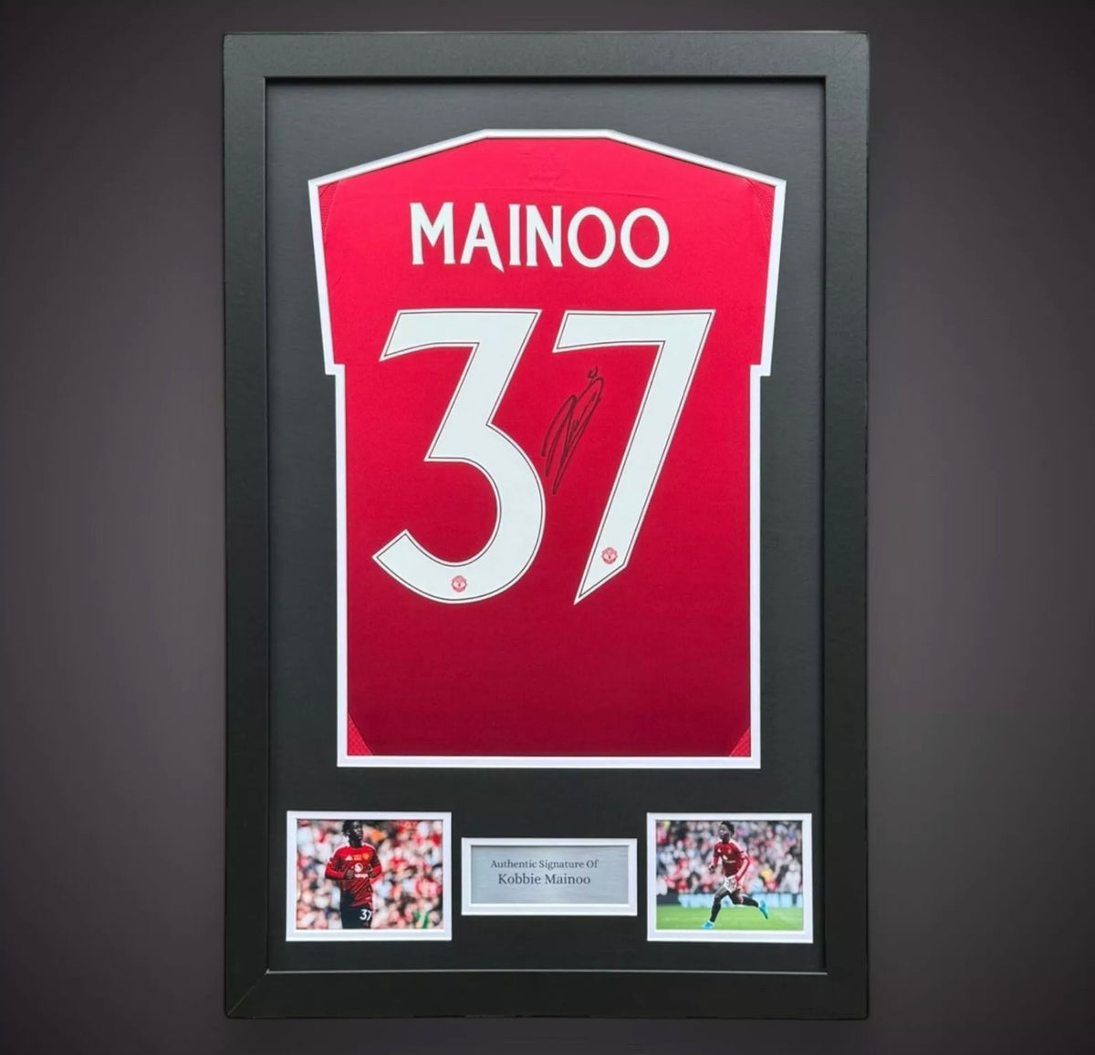 Kobbie Mainoo Hand Signed Manchester United Framed Football Shirt