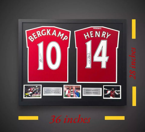 Dual Framed Dennis Bergkamp & Thierry Henry Signed Arsenal Shirts