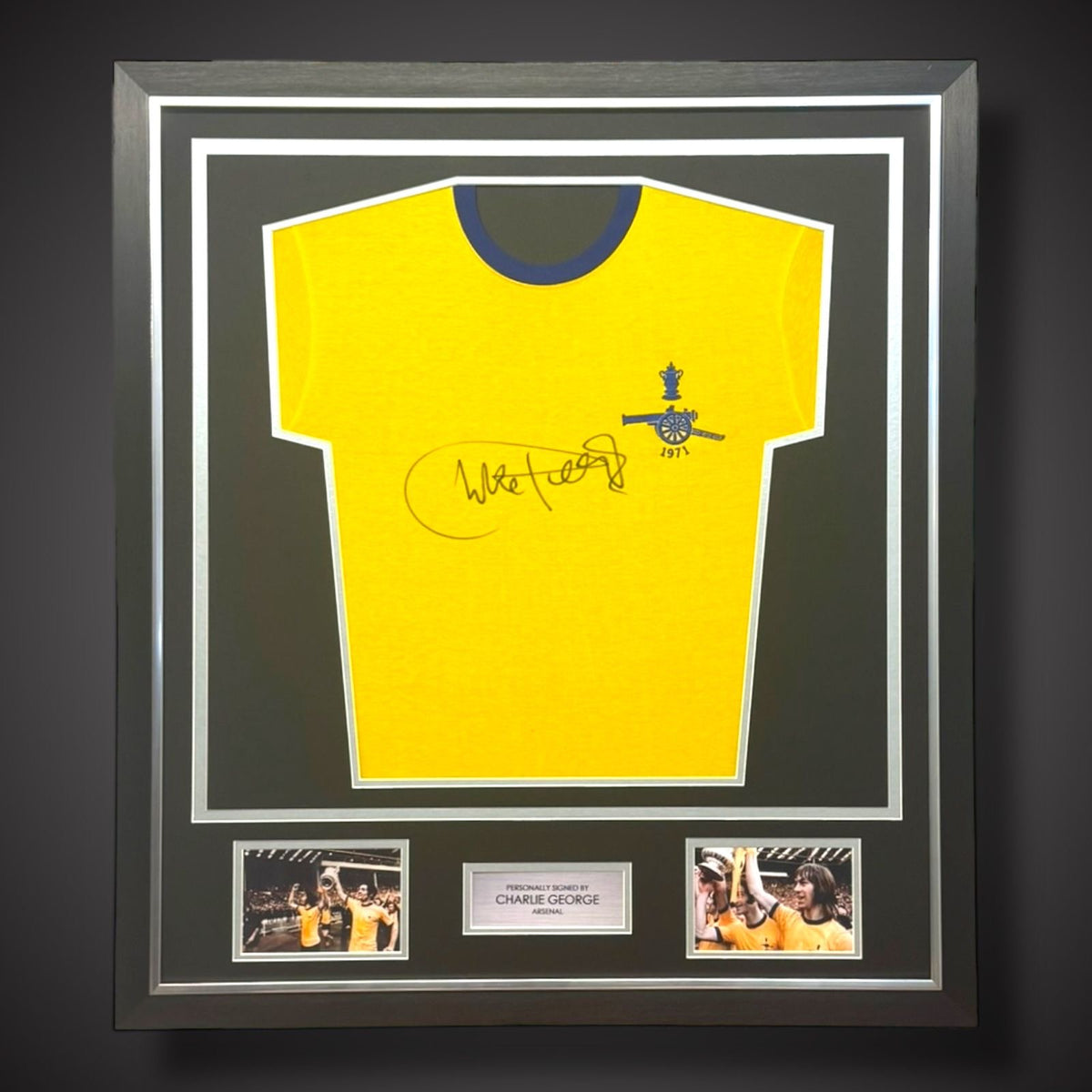 Charlie George Hand Signed And Deluxe Framed  Arsenal Shirt