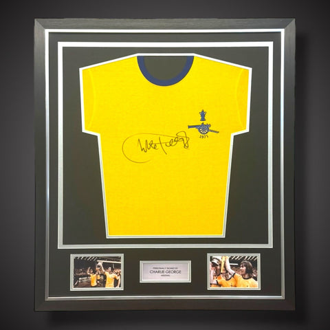 Charlie George Hand Signed And Deluxe Framed  Arsenal Shirt