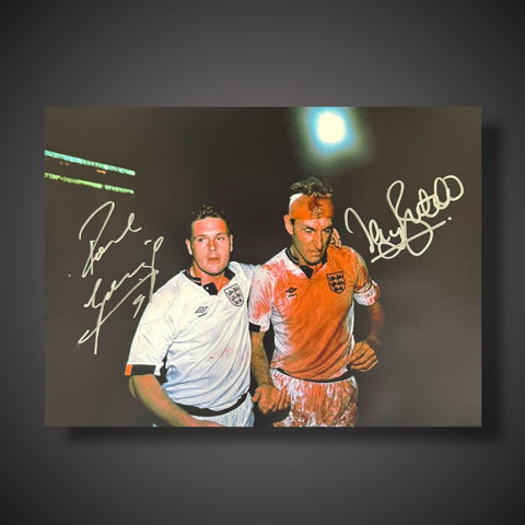 Paul Gascoigne & Terry Butcher Dual Signed Football Photo