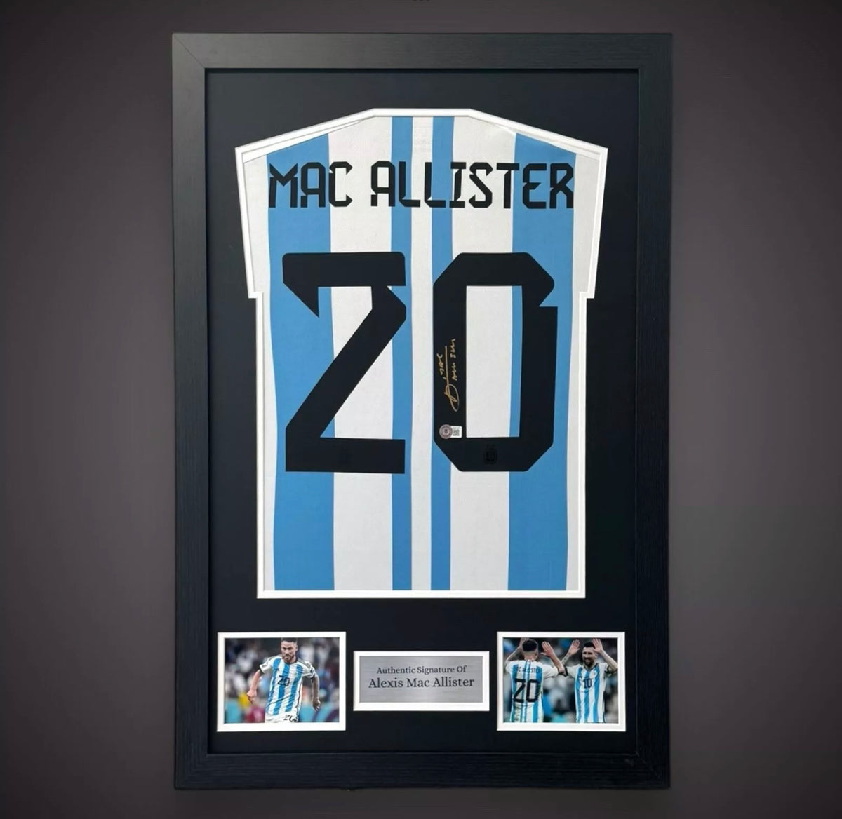 Alexis Mac Allister Hand Signed Framed Argentina Football Shirt