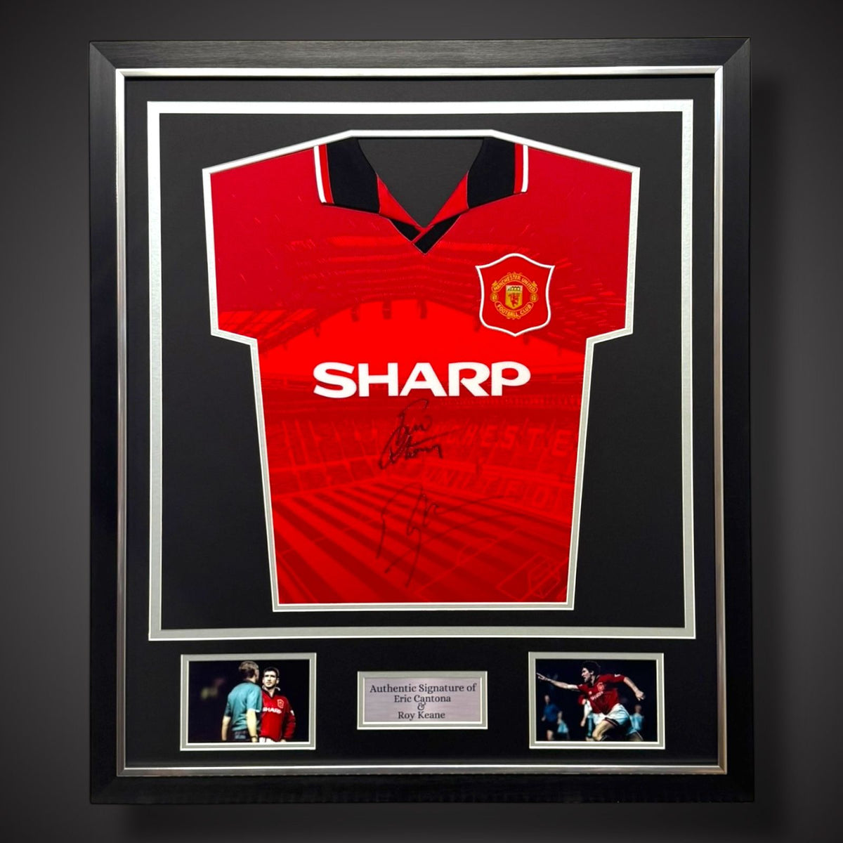 Dual Signed Eric Cantona & Roy Keane Manchester United Framed Shirt