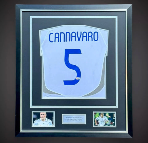 Fabio Cannavaro Hand Signed And Deluxe Framed Real Madrid Football Shirt