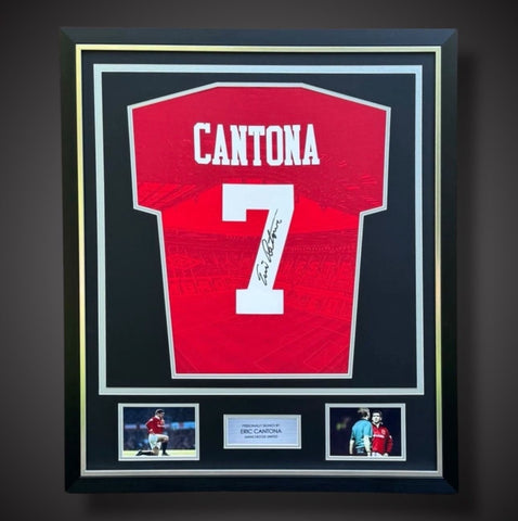 Eric Cantona Hand Signed And Deluxe Framed Manchester United Shirt £3490