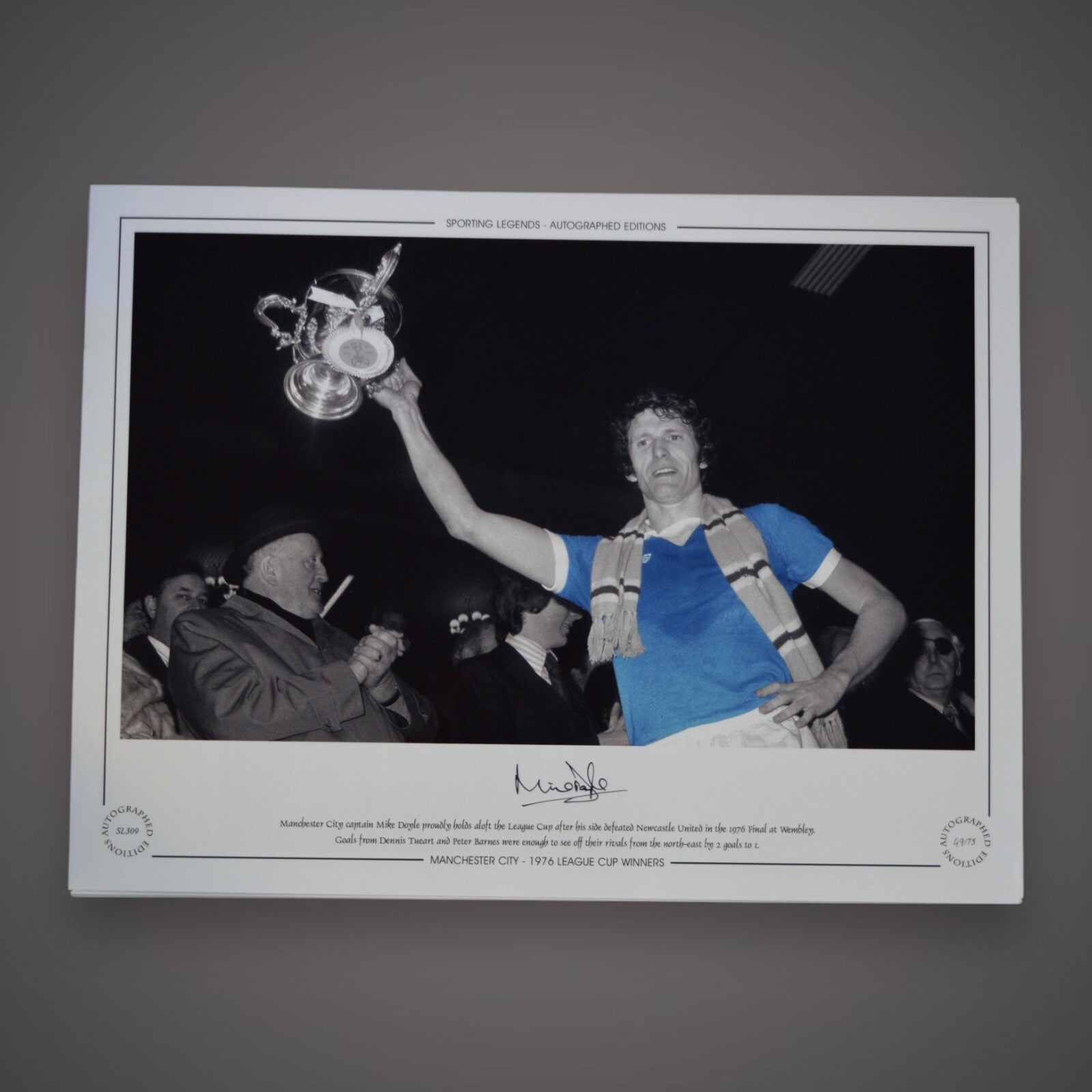 Mike Doyle Hand Signed - Manchester City 1976 League Cup Winners £250