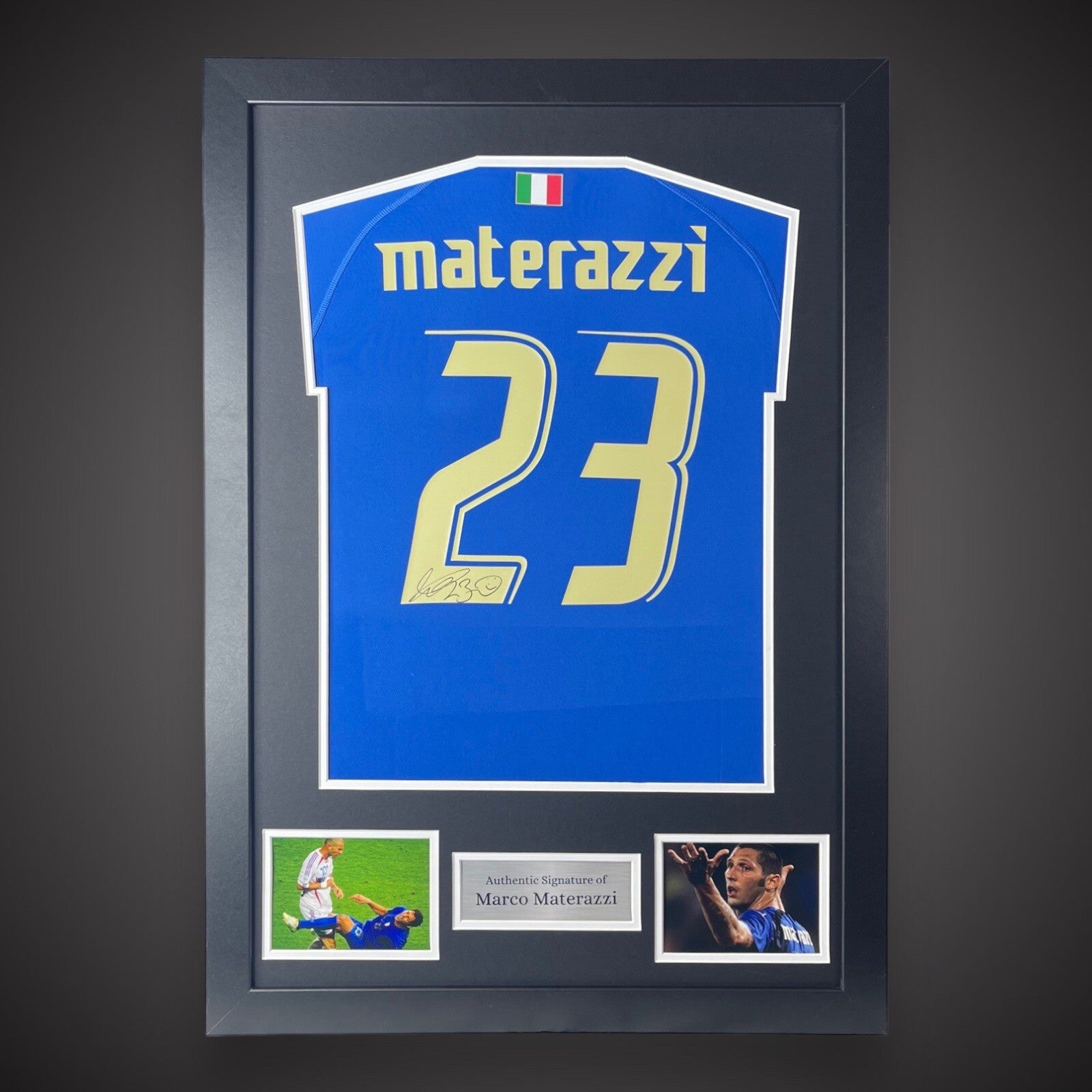 Marco Materazzi Hand Signed And Framed Italy Football Shirt With COA £259 0