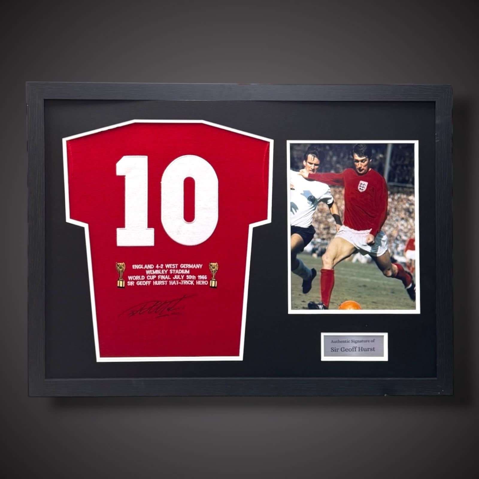 Sir Geoff Hurst Pano Framed 1966 World Cup Winners Hand Signed Shirt COA £2990