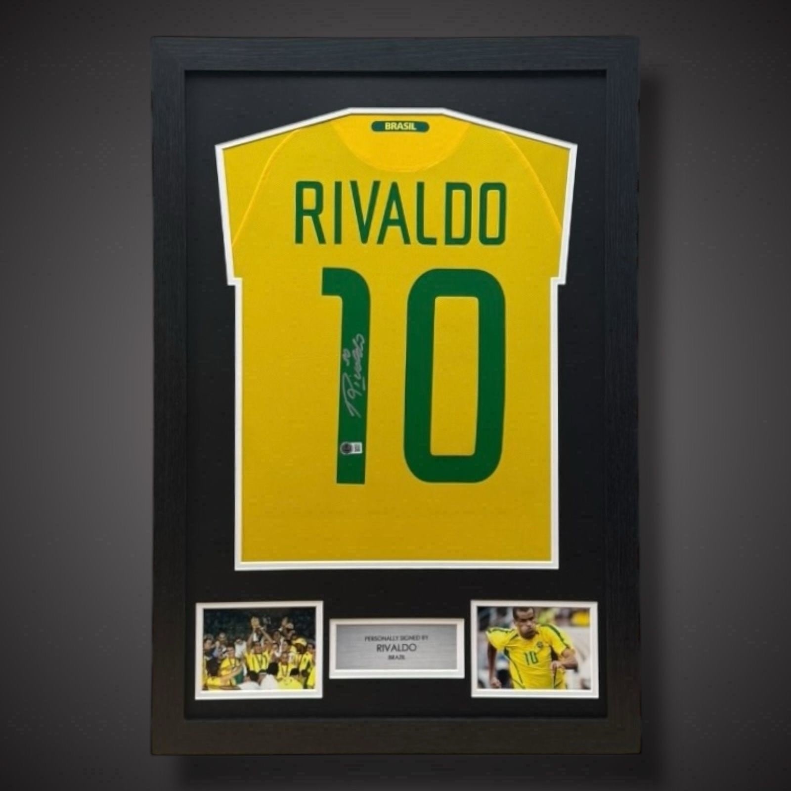Rivaldo Hand Signed Brazil Framed Football Shirt £299 With COA0
