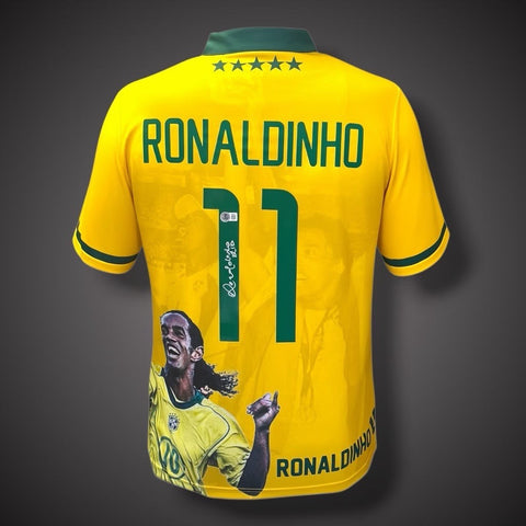 Ronaldinho Hand Signed  And Framed Brazil Shirt With Coa £5941