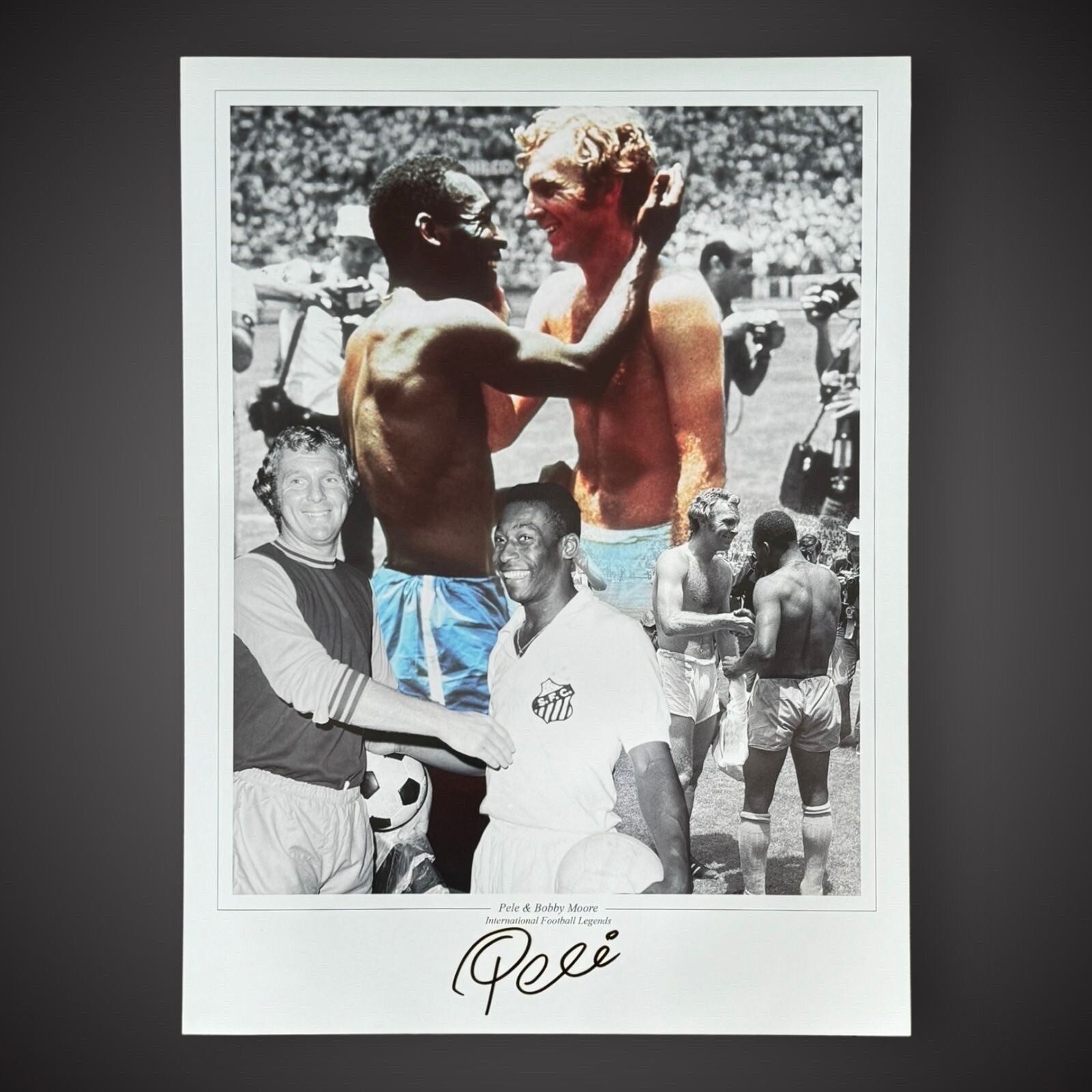 Pele & Moore Montage SALE Signed By Pele Photo Slightly Faded Signature £1500