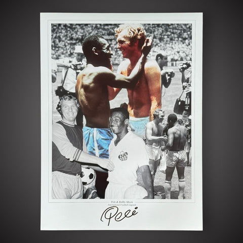 Pele & Moore Montage SALE Signed By Pele Photo Slightly Faded Signature £1500