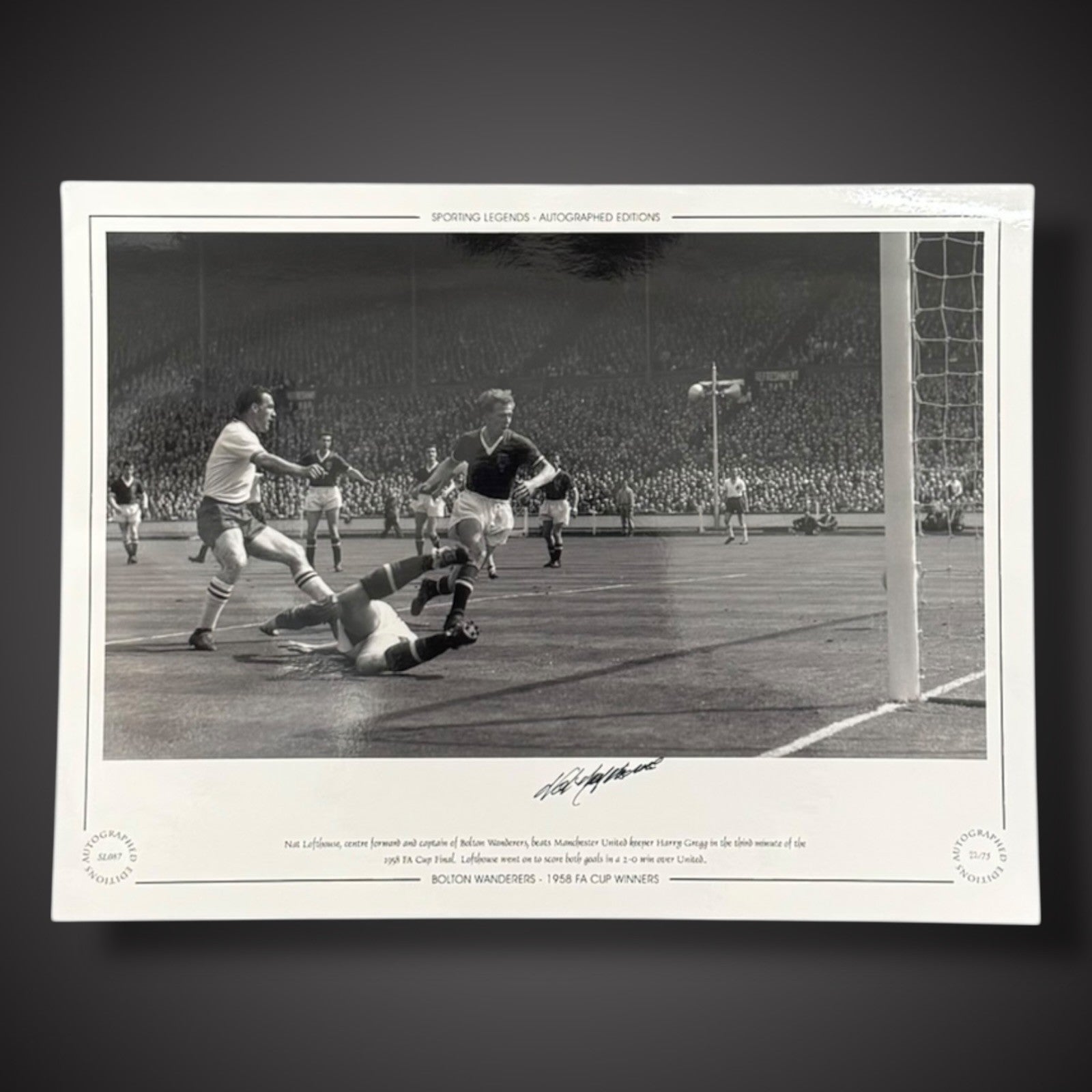 FRAMED Nat Lofthouse Bolton Wanderers 1958 - Hand Signed Photo £451