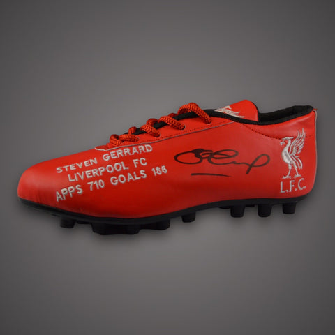 STEVEN GERRARD Signed Liverpool Career Stats Boot COA £1250