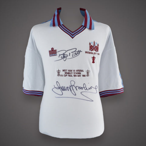 West Ham 1980 FA Cup Winners Signed Shirt-Sir Trevor Brooking & Billy Bonds £1990