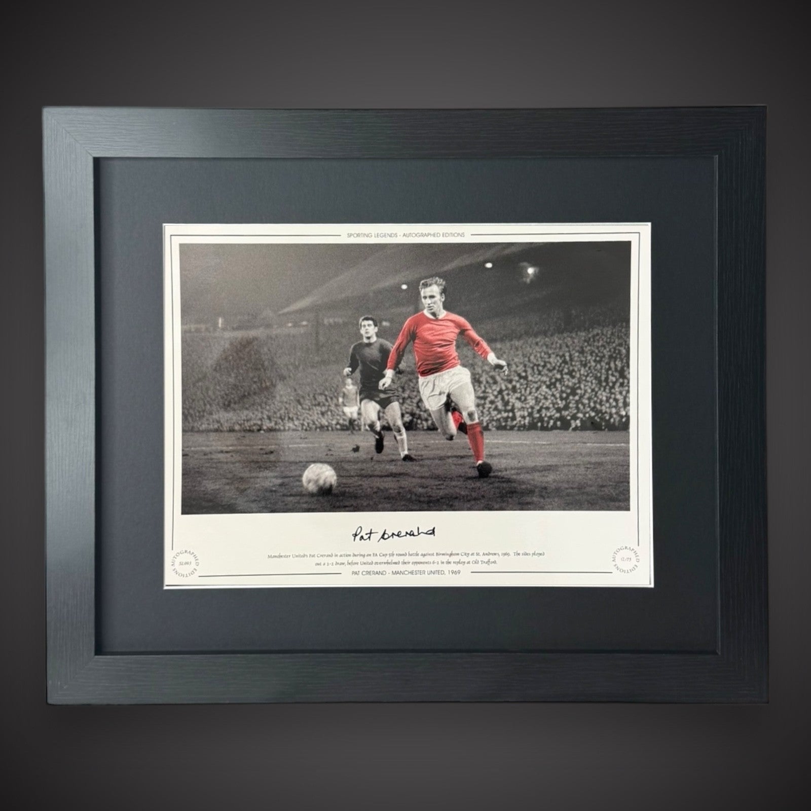 FRAMED Pat Crerand Hand Signed Photo- Manchester United 1969 FA Cup £450