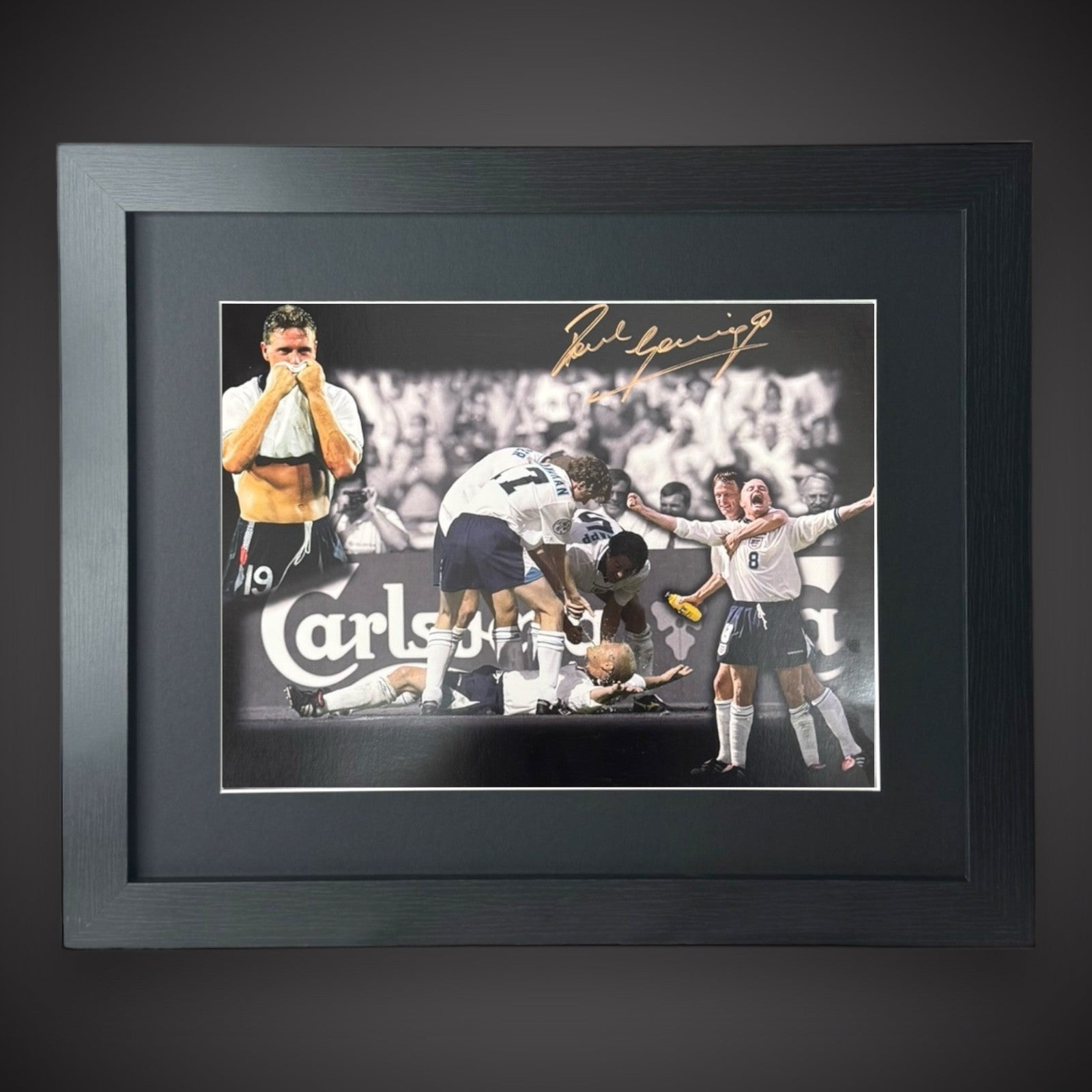 Framed England - Paul Gascoigne Signed Football Photo Montage Style £49.99 16X200