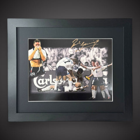Framed England - Paul Gascoigne Signed Football Photo Montage Style £49.99 16X200