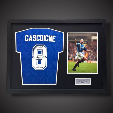 Paul Gascoigne Hand Signed And Pano Framed Rangers Football Shirt £3490