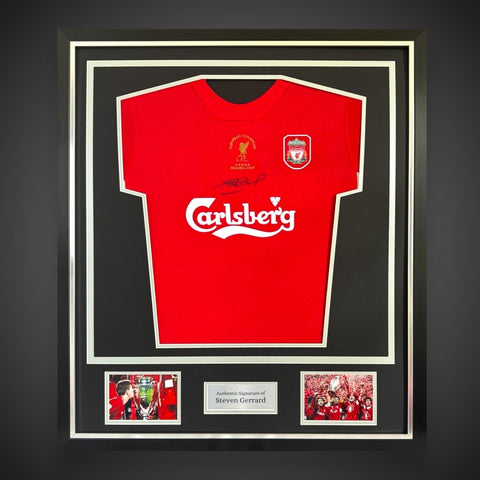 Steven Gerrard  Signed Deluxe Framed Liverpool 2005 Istanbul Shirt COA £3490