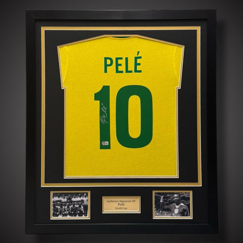 Framed Pele Brazil Hand Signed Shirt  - World Cup Series With COA £8990