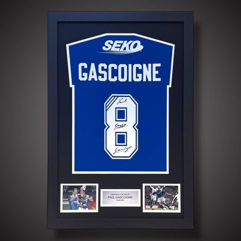 Paul Gascoigne Hand Signed And Framed Rangers Football Shirt £2990