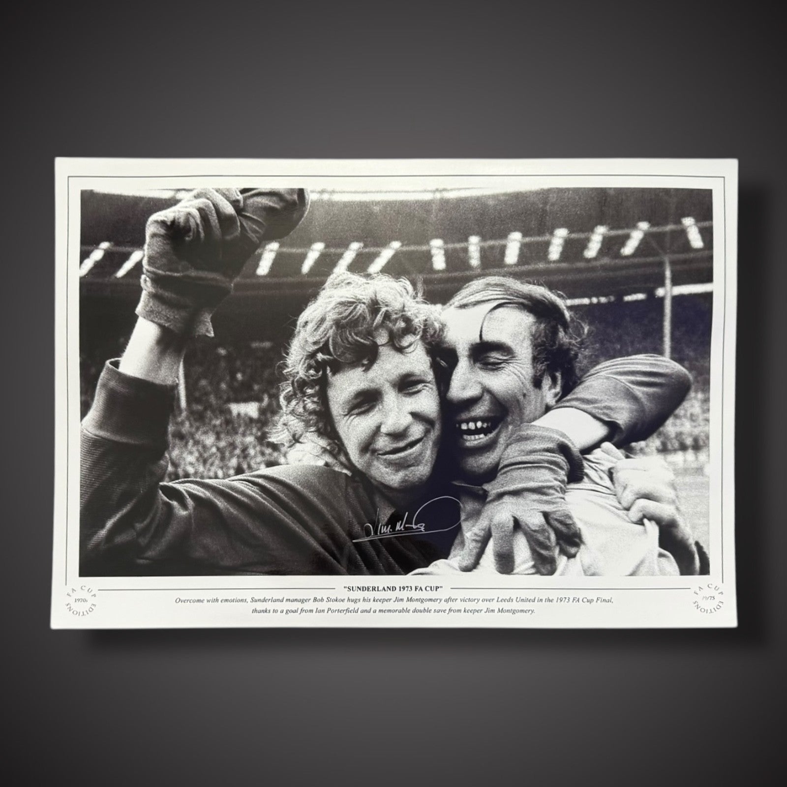 Jim Montgomery Signed Photo- Sunderland FA Cup 1973 £25 12X180