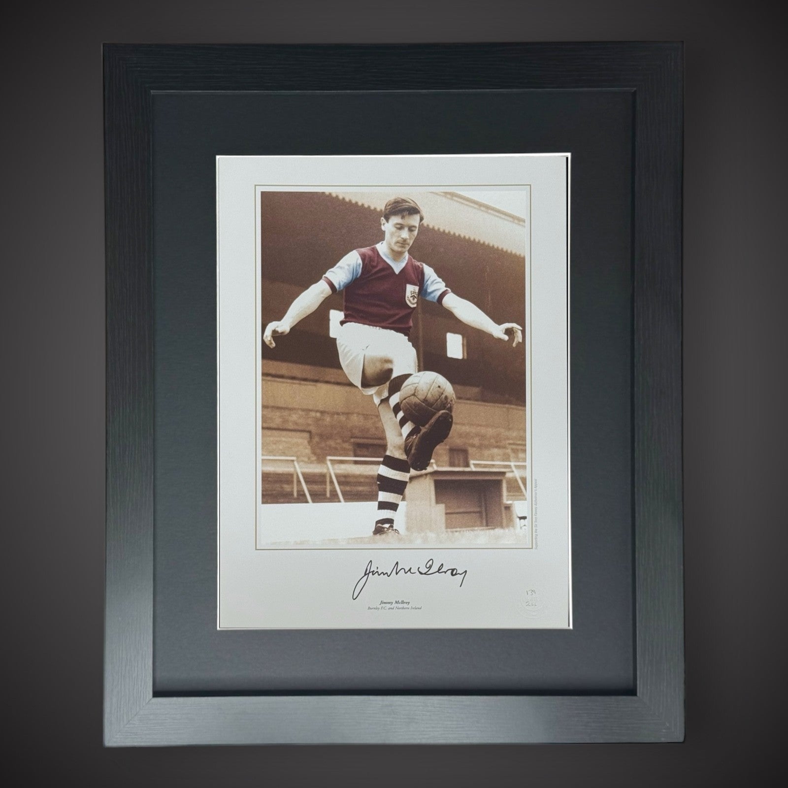 FRAMED Jimmy Mcllroy Hand Signed Photograph Burnley FC £450