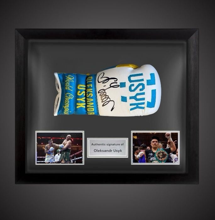 Oleksandr Usyk Hand Signed Dome Framed Boxing Glove With COA £4690