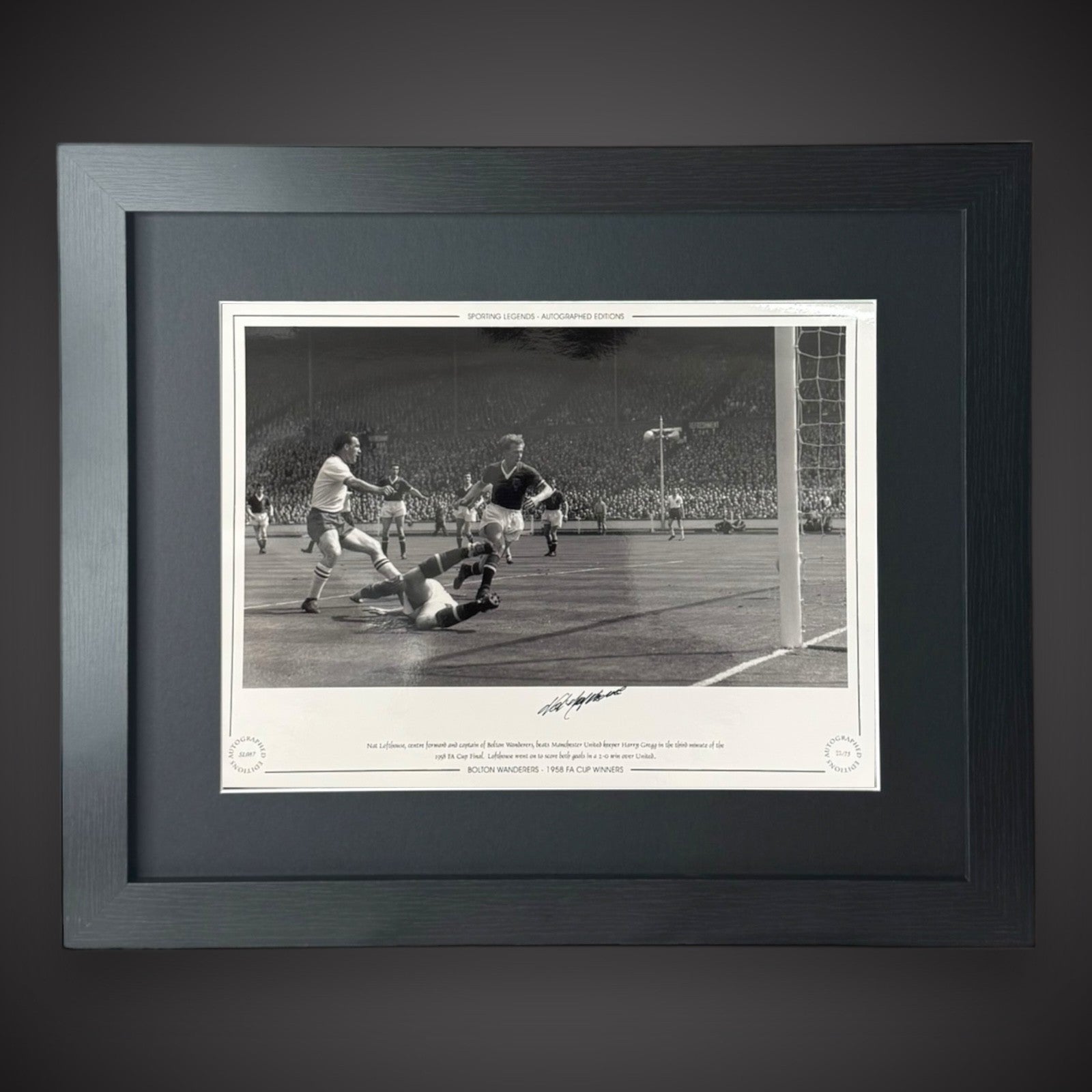 FRAMED Nat Lofthouse Bolton Wanderers 1958 - Hand Signed Photo £450
