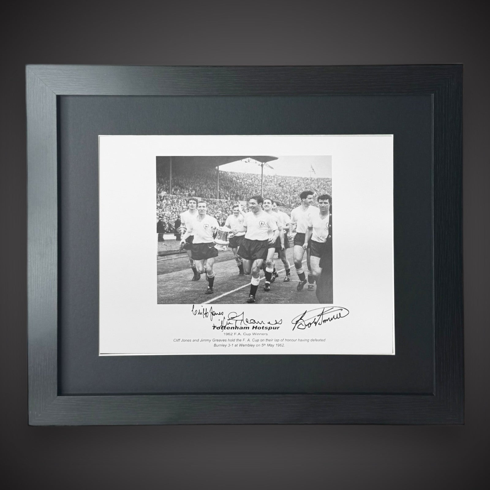 FRAMED Tottenham Hotspur  Signed Greaves,Jones & Smith  1962 FA Cup Winners £550