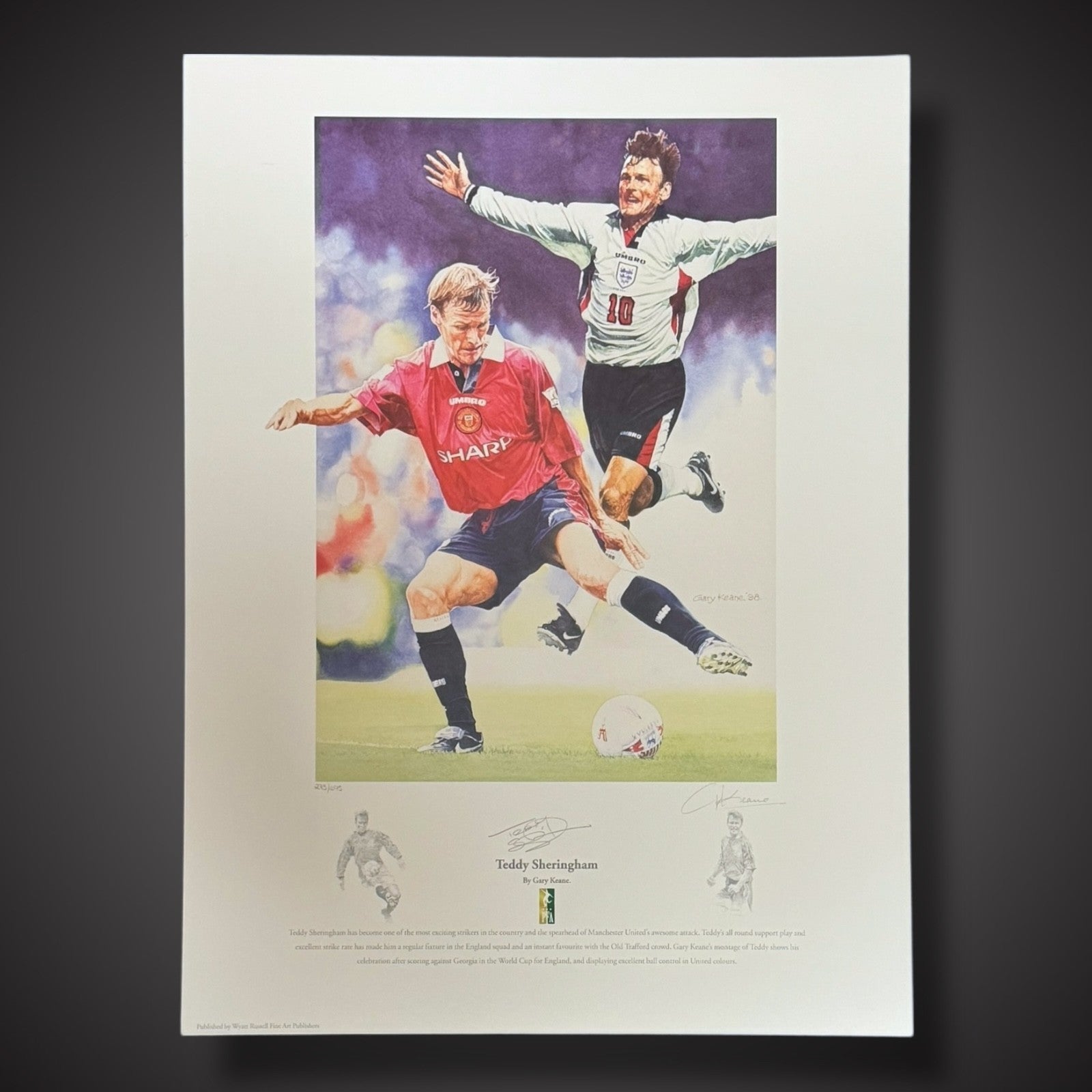 Teddy Sheringham Manchester United Signed Art Print. Collectible £300