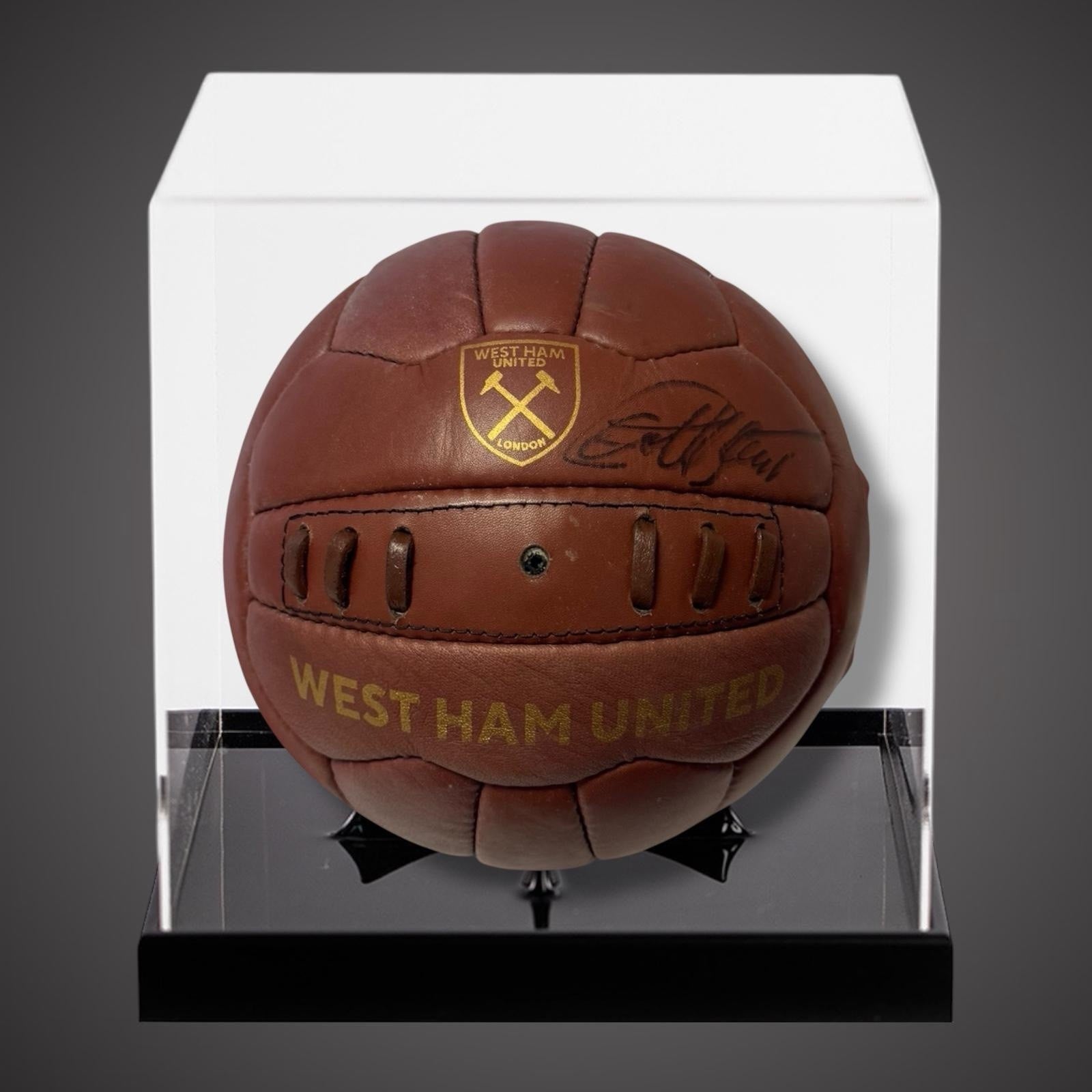 West Ham- Sir Geoff Hurst Signed Ball With COA In A Acrylic Display Case £1450