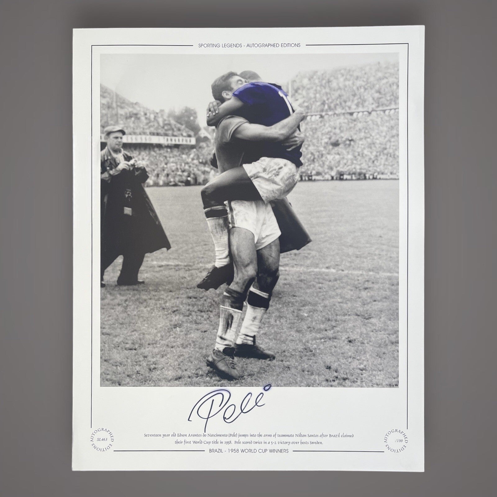 Pele Hand Signed 1958 World Cup Winners Brazil Photo (Faded signature) £1851