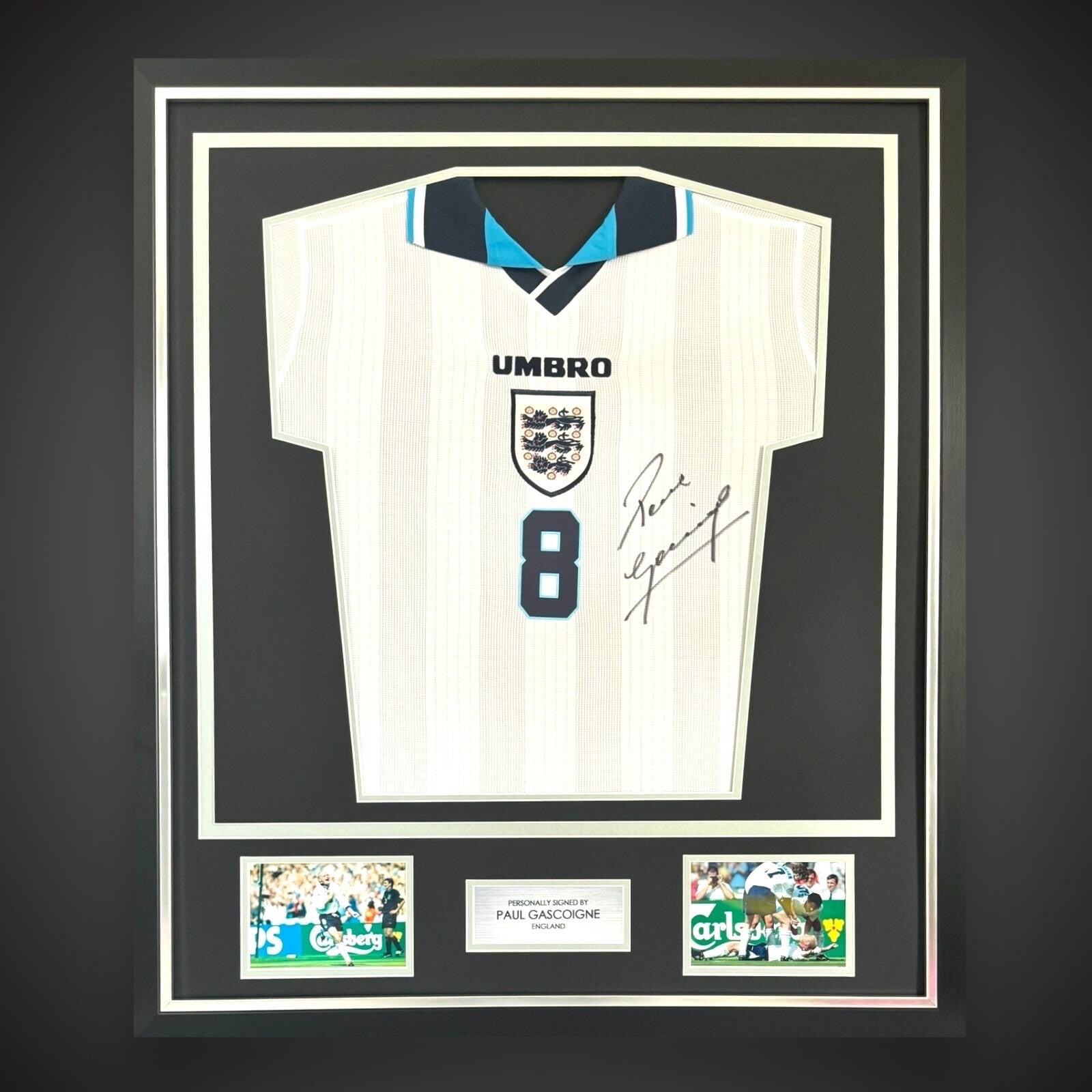 Paul Gascoigne Hand Signed And Deluxe Framed England Football Shirt COA £3490