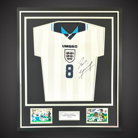 Paul Gascoigne Hand Signed And Deluxe Framed England Football Shirt COA £3490