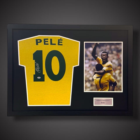 Pele Hand Signed And Framed Shirt With Photo Brazil With COA  £8990