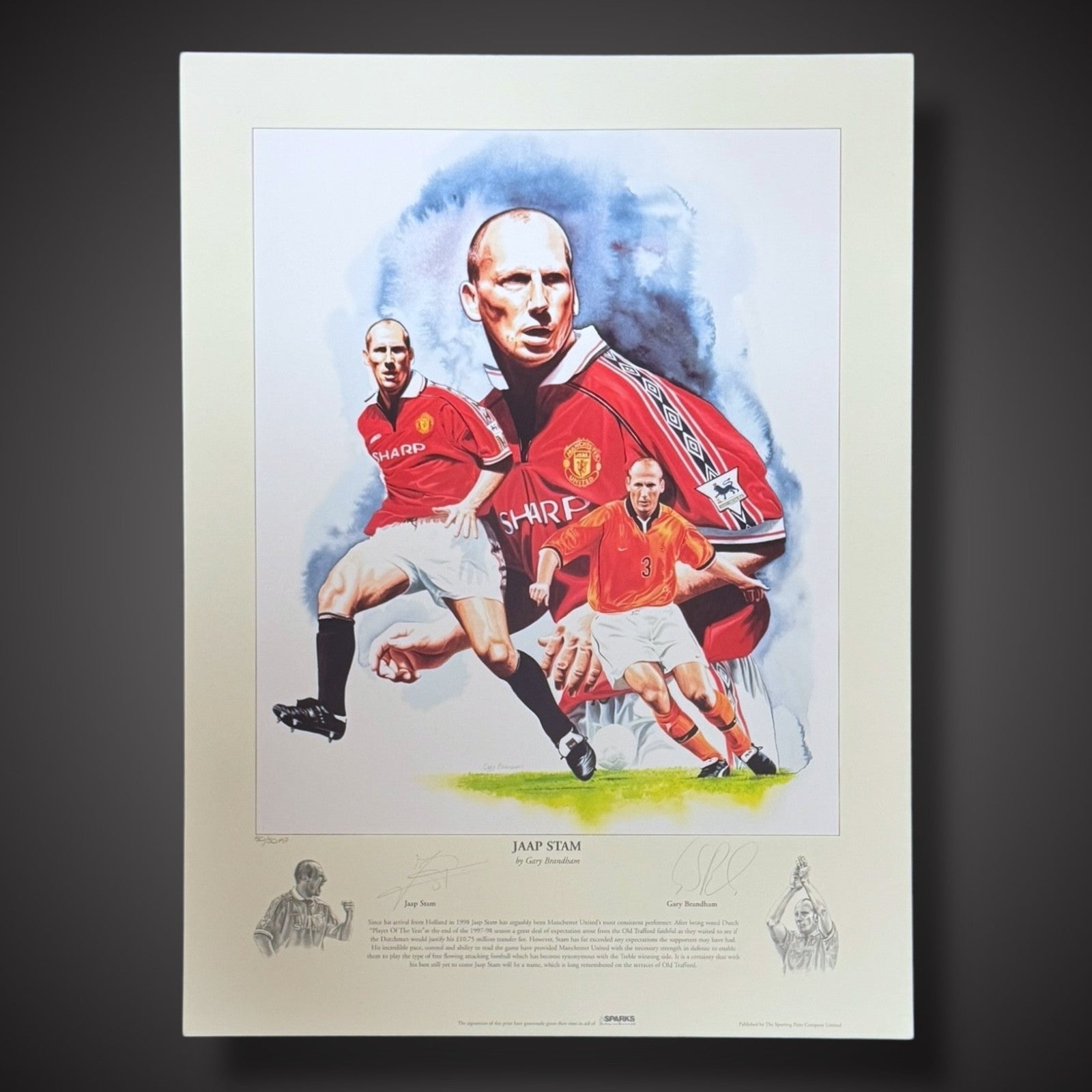 Jaap Stam Signed Manchester United Art Print Ltd Edition Superb With COA £450