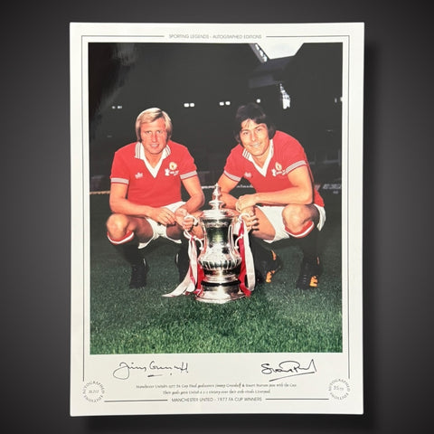 FRAMED Jimmy Greenhoff & Stuart Pearson Signed Photo- Manchester United £451